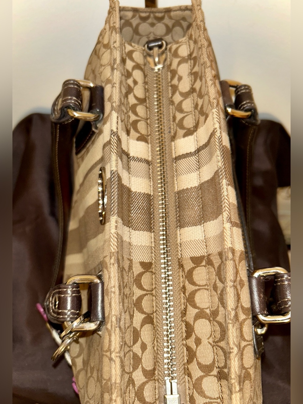 Coach Legacy Signature Stripe Candace Carryall, with COA - Picture 7 of 10